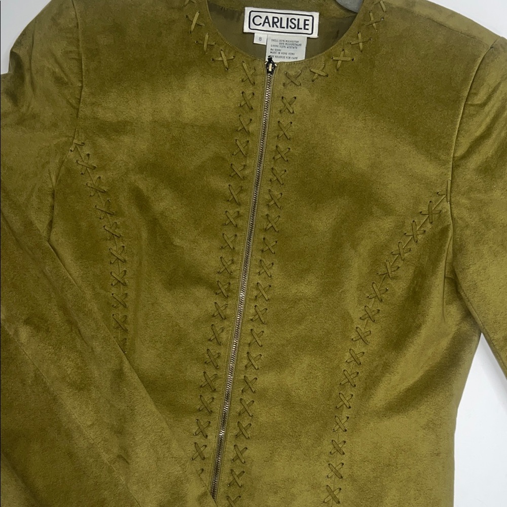 Carlisle Olive Faux Suede Women's Jacket size 8 - Picture 3 of 9